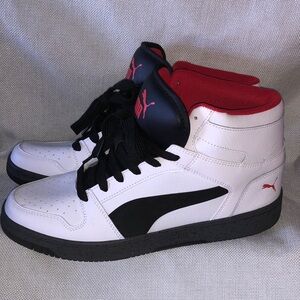 Puma hightop Men's White, Black, and Red Sneakers